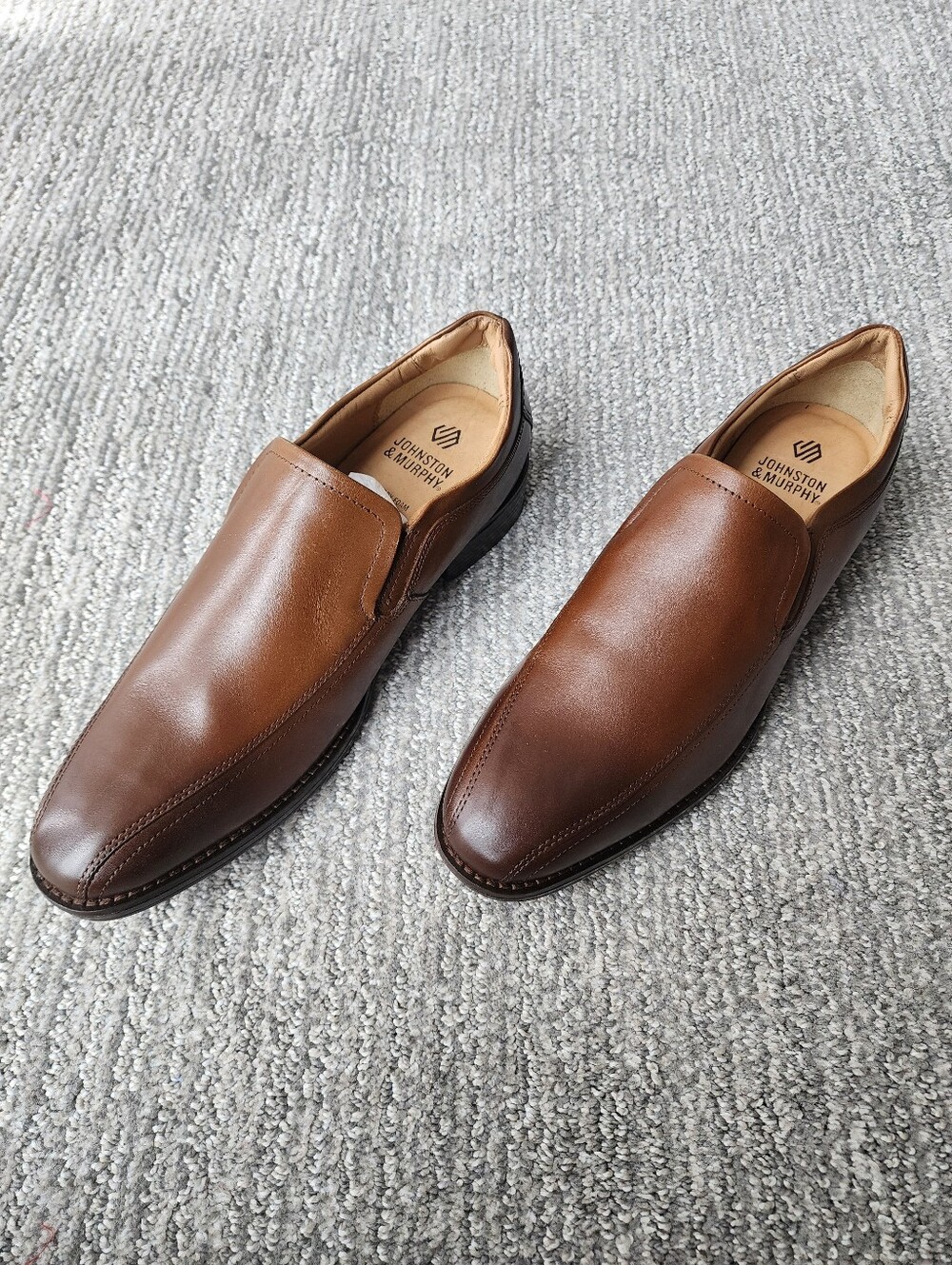 Johnston & Murphy NEW Men's Reeve Run Off Leather Loafers Size 8.5 Color Brown